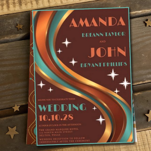 Invitation Mariage rétro Super Arc arc-en-ciel Décontracté de (Créateur téléchargé)
