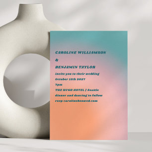 Invitation Mariage rétro Super rose orange rose rose orange