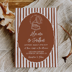 Invitation Mariage Rétro Terracotta Peint à la Main