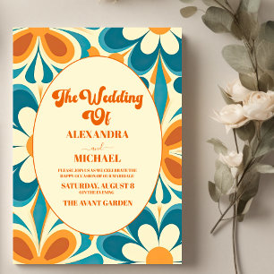 Invitation Mariage Rétro Unique et Coloré Groovy