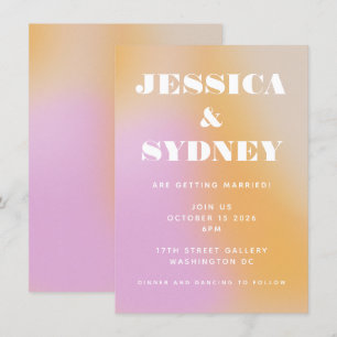 Invitation Mariage rétrograde Abstrait rose et orange