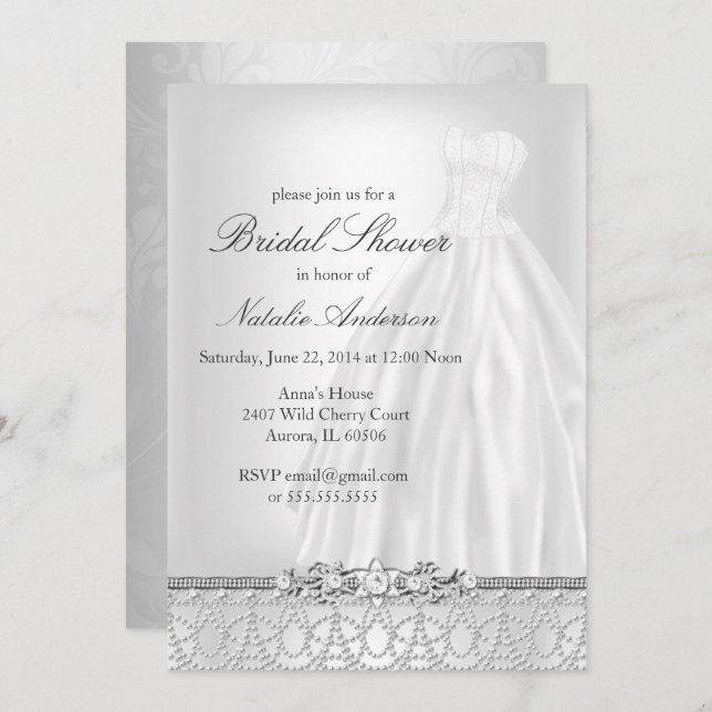Invitation mariage Robe de douche nuptiale (Devant / Derrière)
