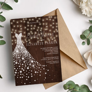 Invitation Mariage robe grange bois Fête des mariées rustique