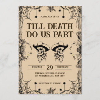Invitation Mariage Romance de Crâne Jusqu'à Ce que la Mort No