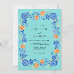 Invitation Mariage Romance Fleur Bleue Teintée