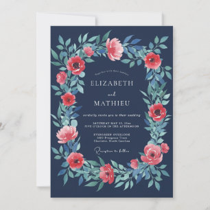 Invitation Mariage Romance Fleurie de Navy