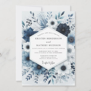 Invitation Mariage Romance Fleurs de Nuit Navale