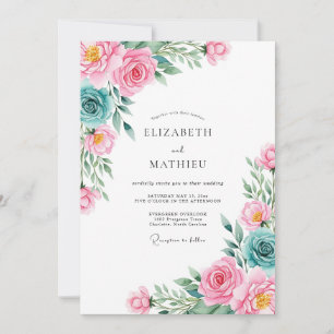 Invitation Mariage Romance Floral Rose Téâl