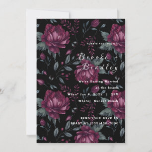 Invitation Mariage Romance Floral Sombre