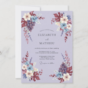 Invitation Mariage Romance Florale Bourguignonne de Récolte
