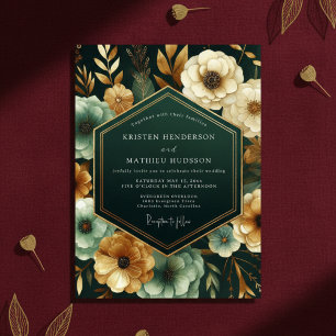 Invitation Mariage Romance Florale Émeraude Humeur
