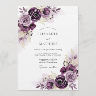 Invitation Mariage Romance Florale Éthérée de Prune