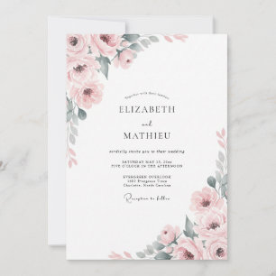 Invitation Mariage Romance Florale Sérène Rougeur
