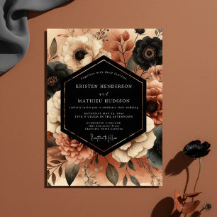 Invitation Mariage Romance Florale Terracotta Humeur