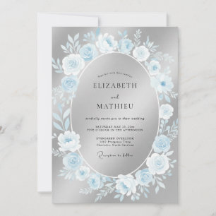 Invitation Mariage Romance Rose Bleue