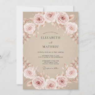 Invitation Mariage Romance Rose Rougeoyante