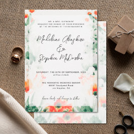 Invitation mariage romantique à fleurs fleur sauvage vert et