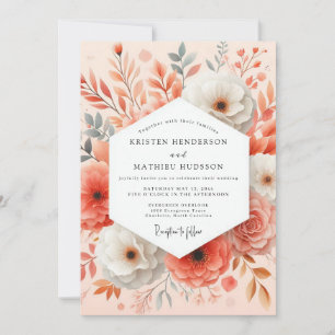 Invitation Mariage romantique à la floraison corallienne