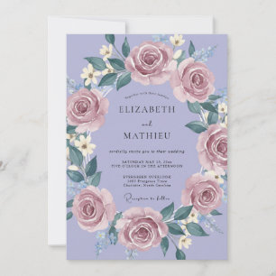 Invitation Mariage Romantique Aquarelle Lavande