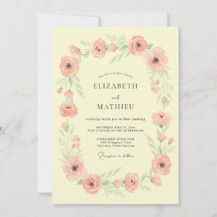Invitation Mariage Romantique Aquarelle Saumon de Printemps