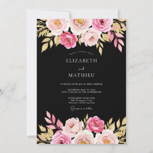 Invitation Mariage Romantique Atmosphérique Noir