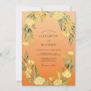 Invitation Mariage Romantique au Feuillage Luxuriant Jaune