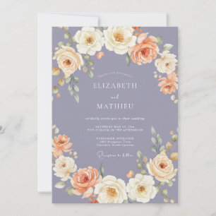 Invitation Mariage Romantique au Fleur de Pêcher Lavande