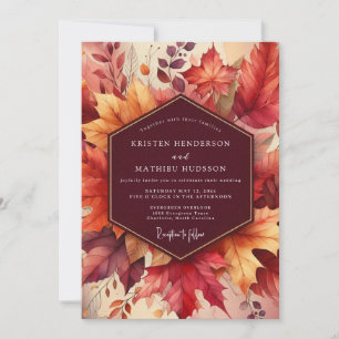 Invitation Mariage Romantique aux Feuilles de Bourgogne