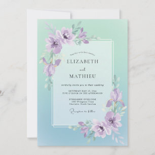 Invitation Mariage Romantique aux Fleurs de Lilas en Fleurs D