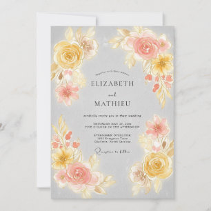 Invitation Mariage Romantique aux Fleurs de Pêcher