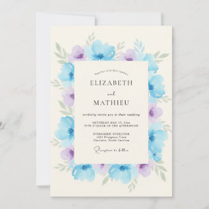 Invitation Mariage Romantique avec Arche Florale Bleu Ciel