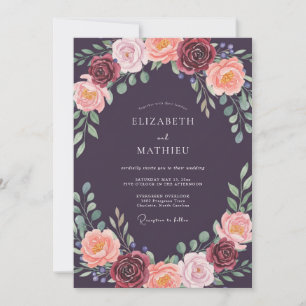 Invitation Mariage Romantique avec une Arche Florale Violet F