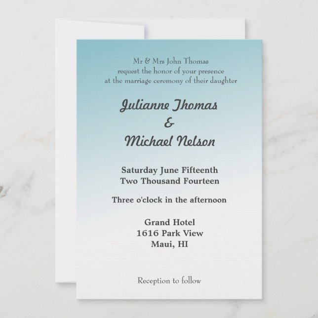 Invitation Mariage romantique Blue Sky (Devant)