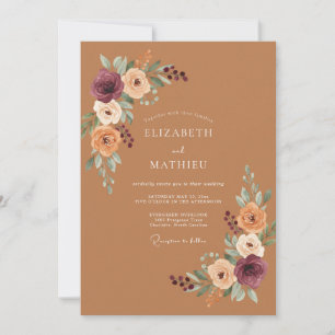 Invitation Mariage Romantique Botanique Ambre