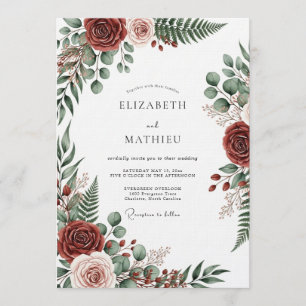 Invitation Mariage romantique botanique de Bourgogne