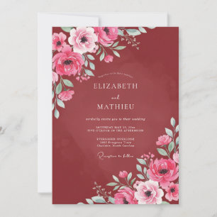 Invitation Mariage Romantique Bourguignon Brillants