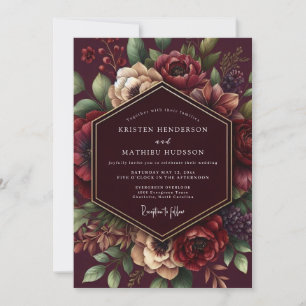 Invitation Mariage romantique Burgundy Bloom