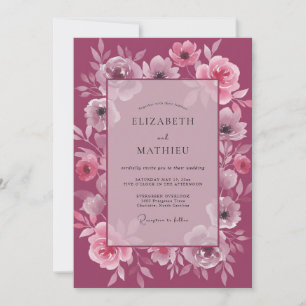 Invitation Mariage Romantique Captivant aux Fruits Rouges