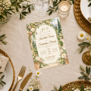 Invitation Mariage romantique dans un jardin italien