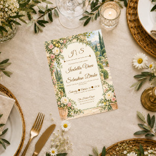 Invitation Mariage romantique dans un jardin italien