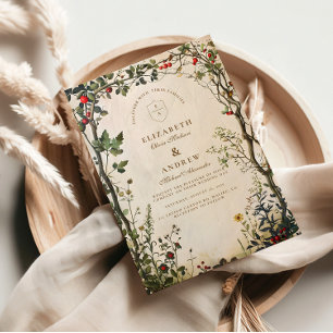 Invitation Mariage romantique dans un jardin sauvage