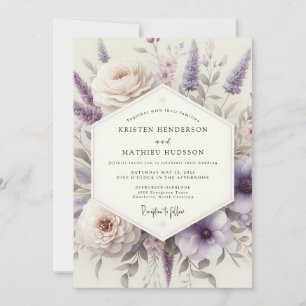 Invitation Mariage Romantique dans une Prairie de Lavande