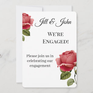 Invitation Mariage romantique de fiançailles Rose rouge