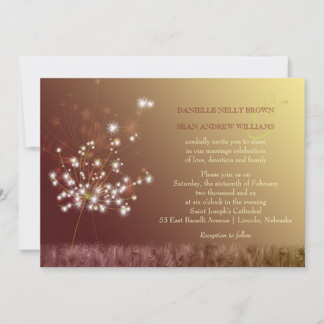 Invitation Mariage romantique de jardin de Dandelion (Devant)
