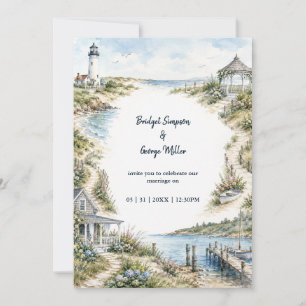 Invitation mariage romantique de Nouvelle-Angleterre au phare