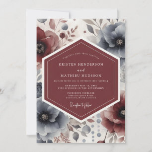 Invitation Mariage Romantique de Nuit Florale Bourguignonne