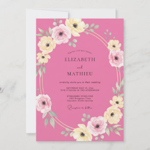 Invitation Mariage Romantique de Printemps aux Fleurs Fuchsia