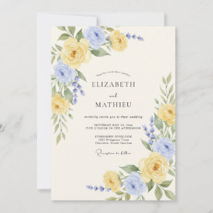 Invitation Mariage Romantique de Printemps Bleu Barbeau