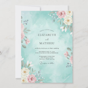 Invitation Mariage Romantique de Printemps Sarcelle