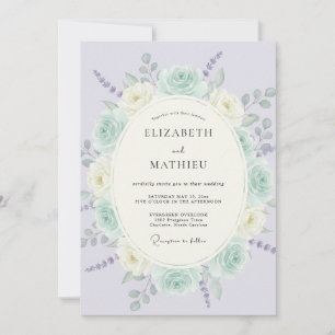 Invitation Mariage Romantique de Printemps Vert Menthe